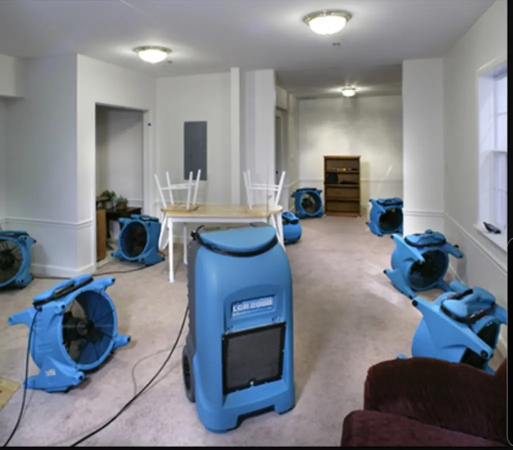 Air movers and dehumidifier setup for Water Extraction & Removal in Duvall